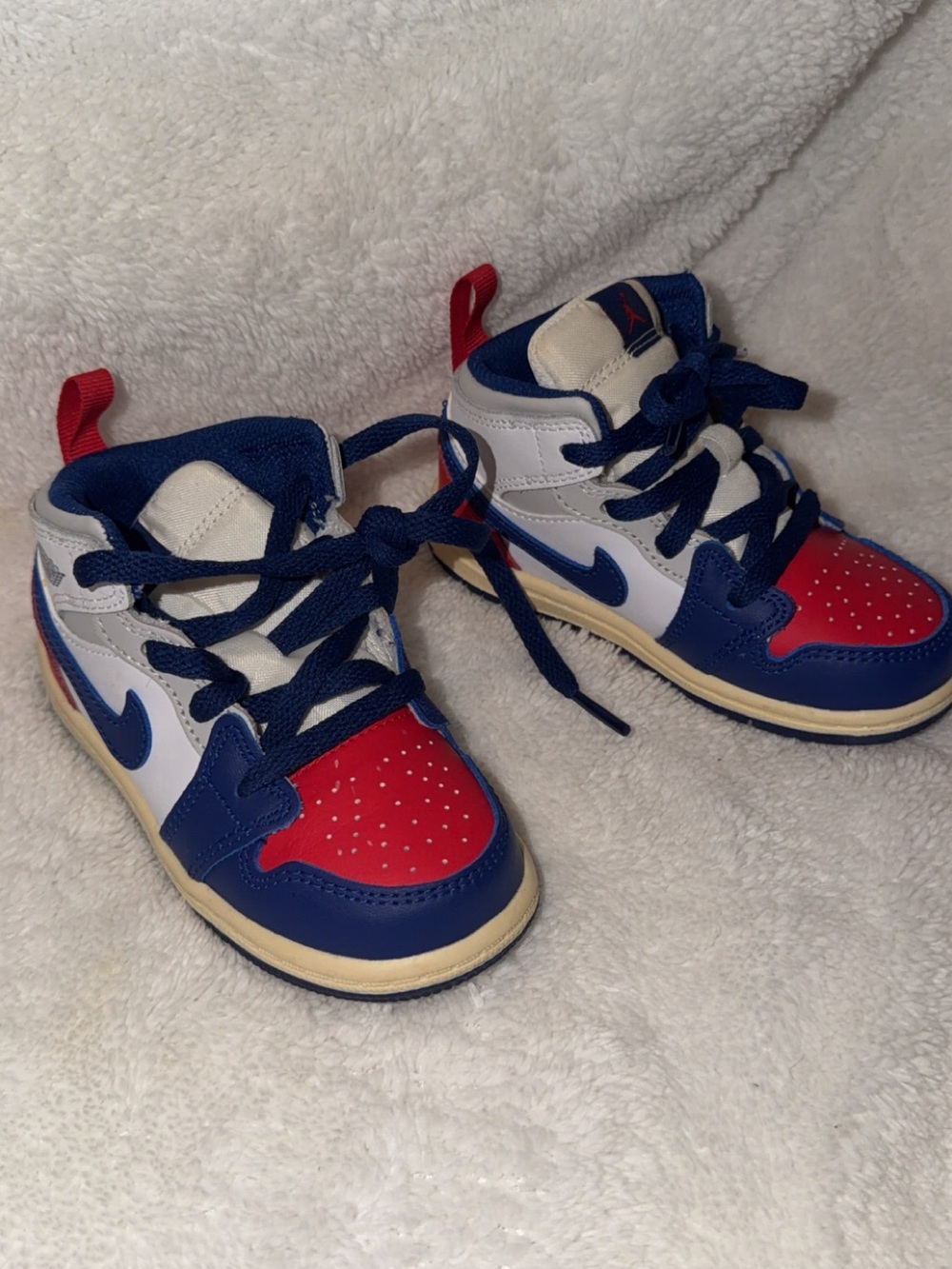 Nike Kids' High-Top Sneakers in Red, Navy & White